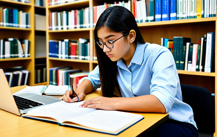 A focused university student, gender-neutral and diverse in appearance, wearing a modest, professional academic outfit including a smart casual shirt and trousers, seated at a modern wooden desk in a quiet, well-lit university library. The student is deeply engaged in strategic study for TOEFL reading, looking intently at an open textbook surrounded by neatly organized study materials. A laptop displays a mind map or flow chart, and there are sticky notes with keywords and logical arrows on the desk. The image emphasizes critical thinking, analysis, and strategic planning with bright, natural lighting. Professional academic photography, high resolution, sharp focus, vibrant colors, perfect anatomy, correct proportions, natural pose, well-formed hands, proper finger count, natural body proportions, fully clothed, modest clothing, appropriate attire, professional dress, safe for work, appropriate content, family-friendly.