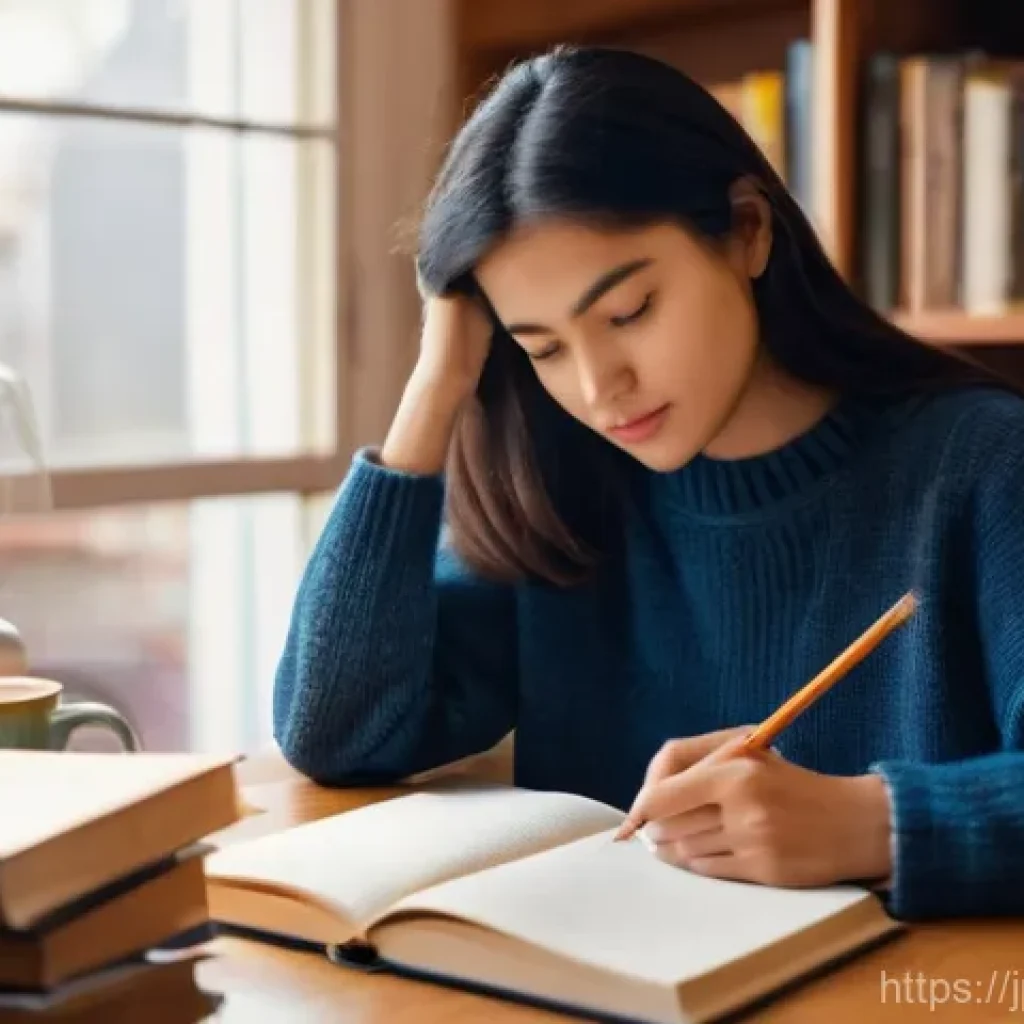 TOEFL 고득점자의 비밀 노트 - **Prompt 1: Focused Study Session**
    A young female student, aged around 19, with medium-length d...