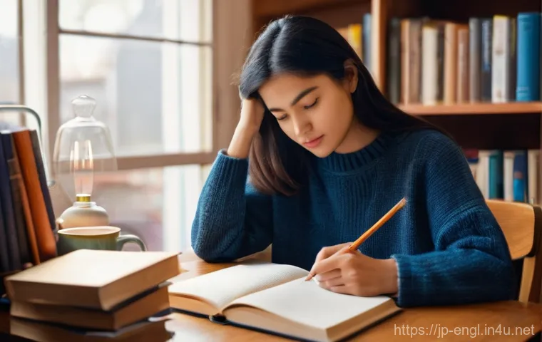 TOEFL 고득점자의 비밀 노트 - **Prompt 1: Focused Study Session**
    A young female student, aged around 19, with medium-length d...