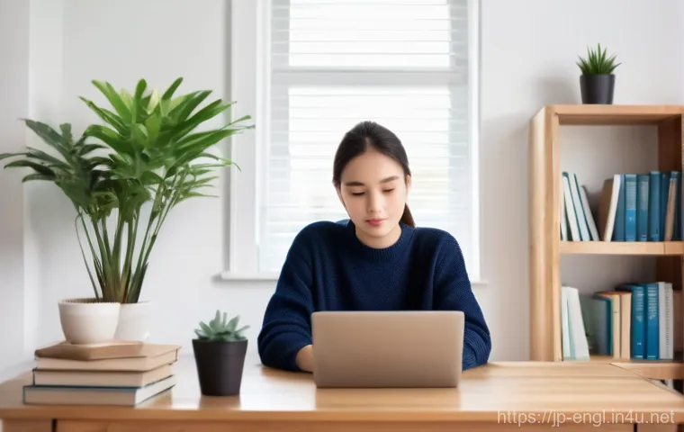 영어 능력 시험 전략 비교 - A young adult, 18-25 years old, gender-neutral, sits at a clean, modern wooden desk in a well-lit ho...